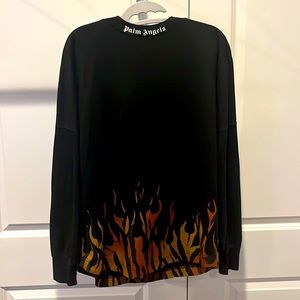 PALM ANGELS black “tiger flames” long sleeve tee